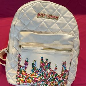 Off-white Betsey Johnson leather backpack 14x12”